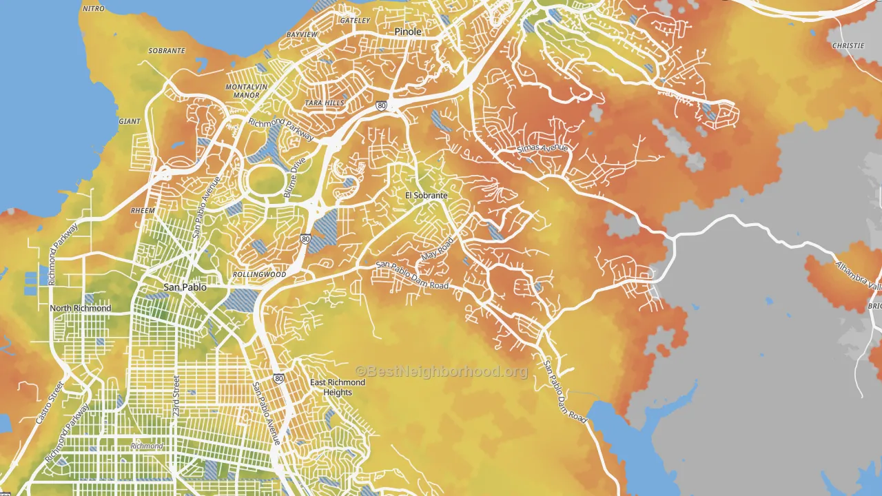 Bike Grade map of El Sobrante, CA