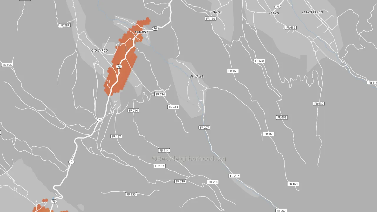 Bike Grade map of El Valle, NM
