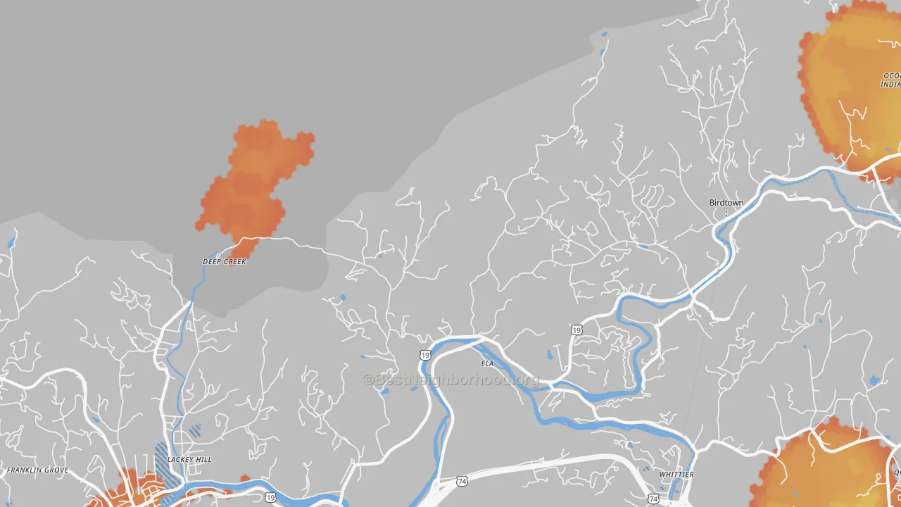 Bike Grade map of Ela, NC