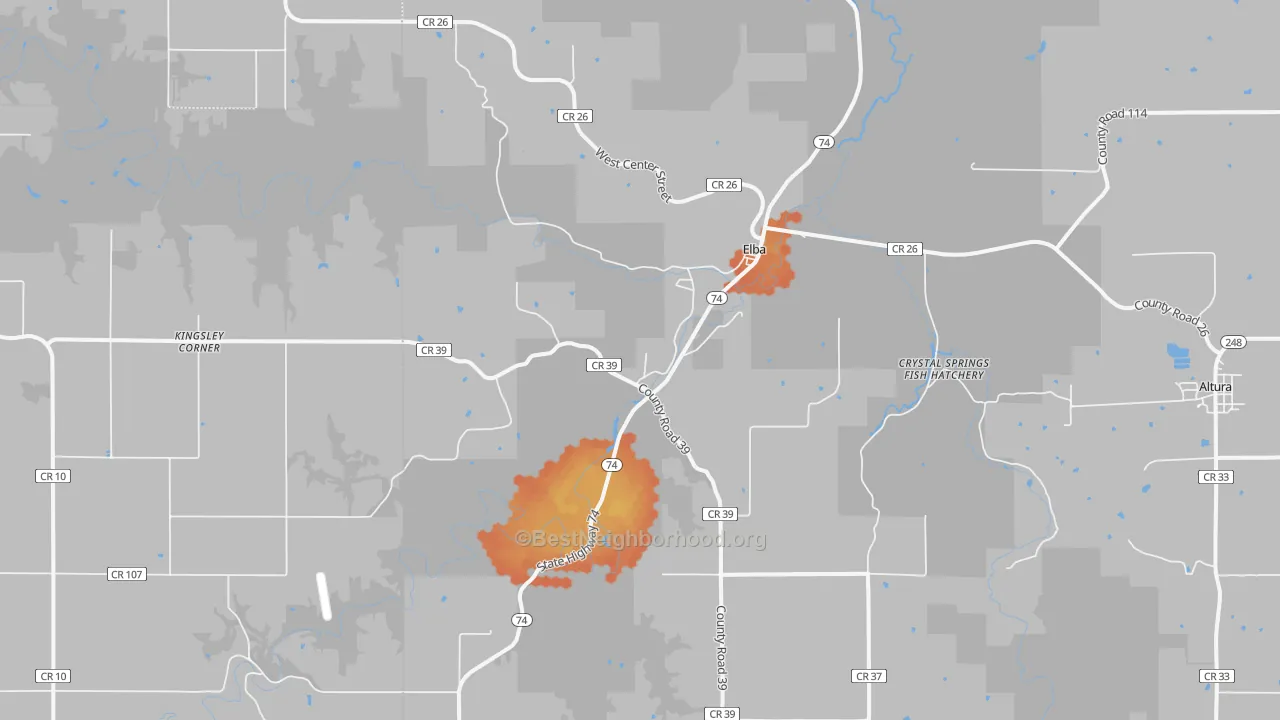 Bike Grade map of Elba, MN