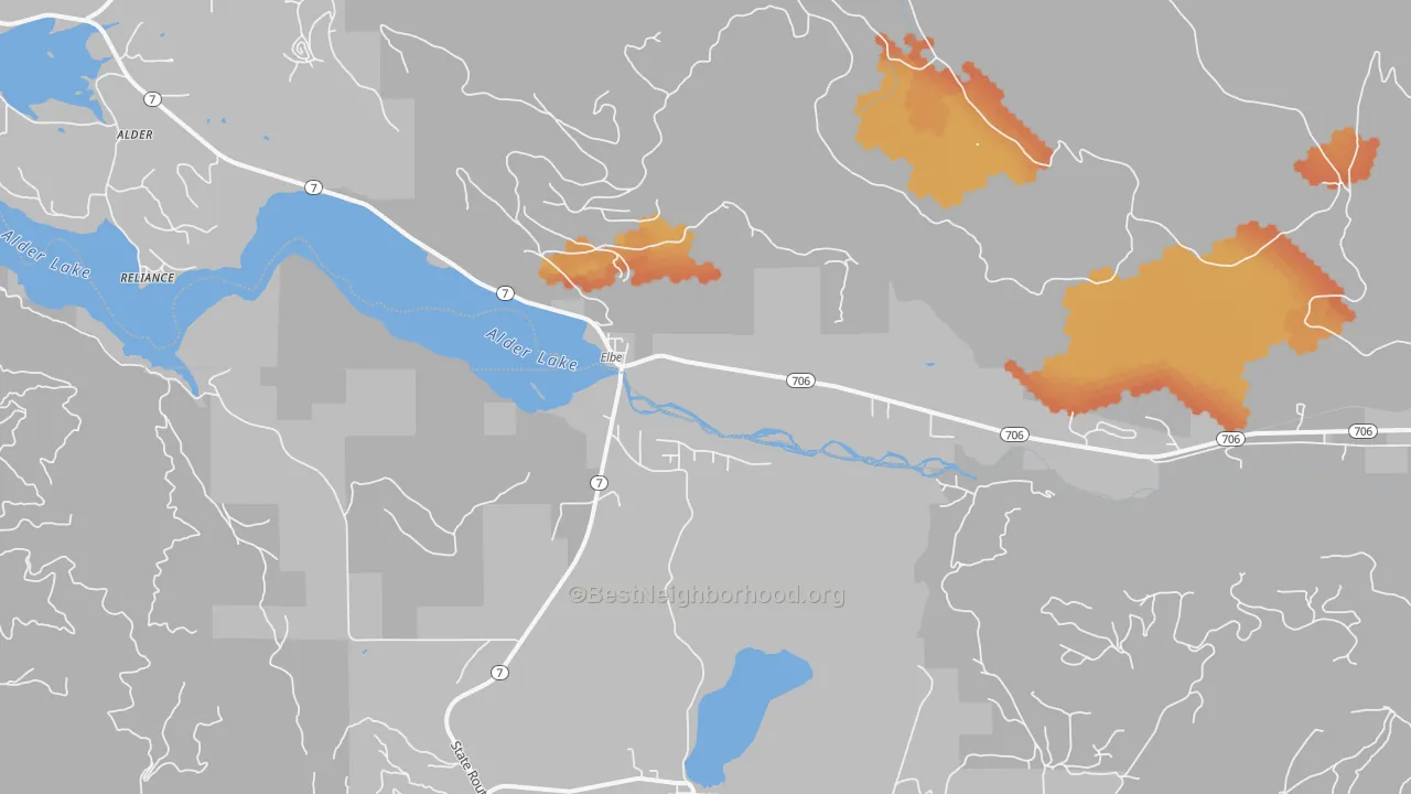 Bike Grade map of Elbe, WA