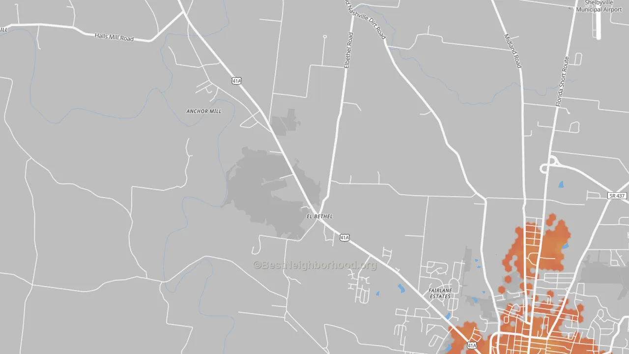 Bike Grade map of Elbethel, TN