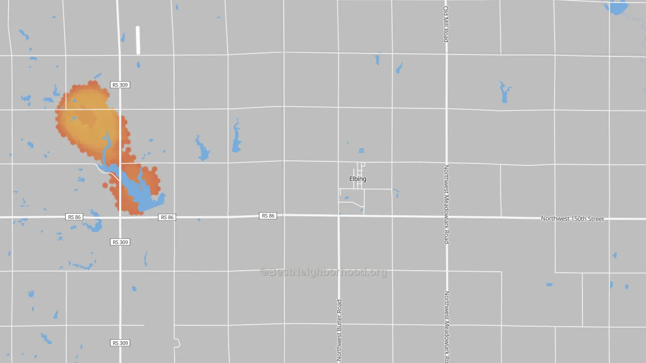 Bike Grade map of Elbing, KS