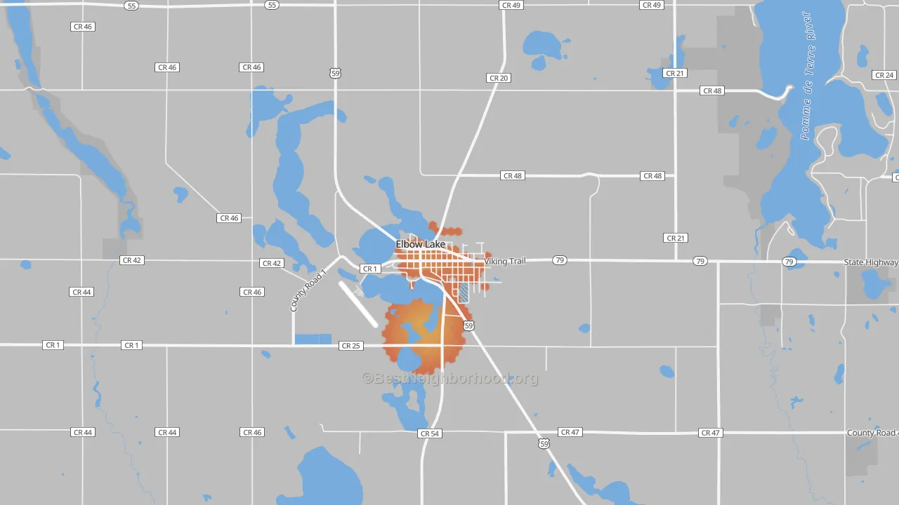 Bike Grade map of Elbow Lake, MN