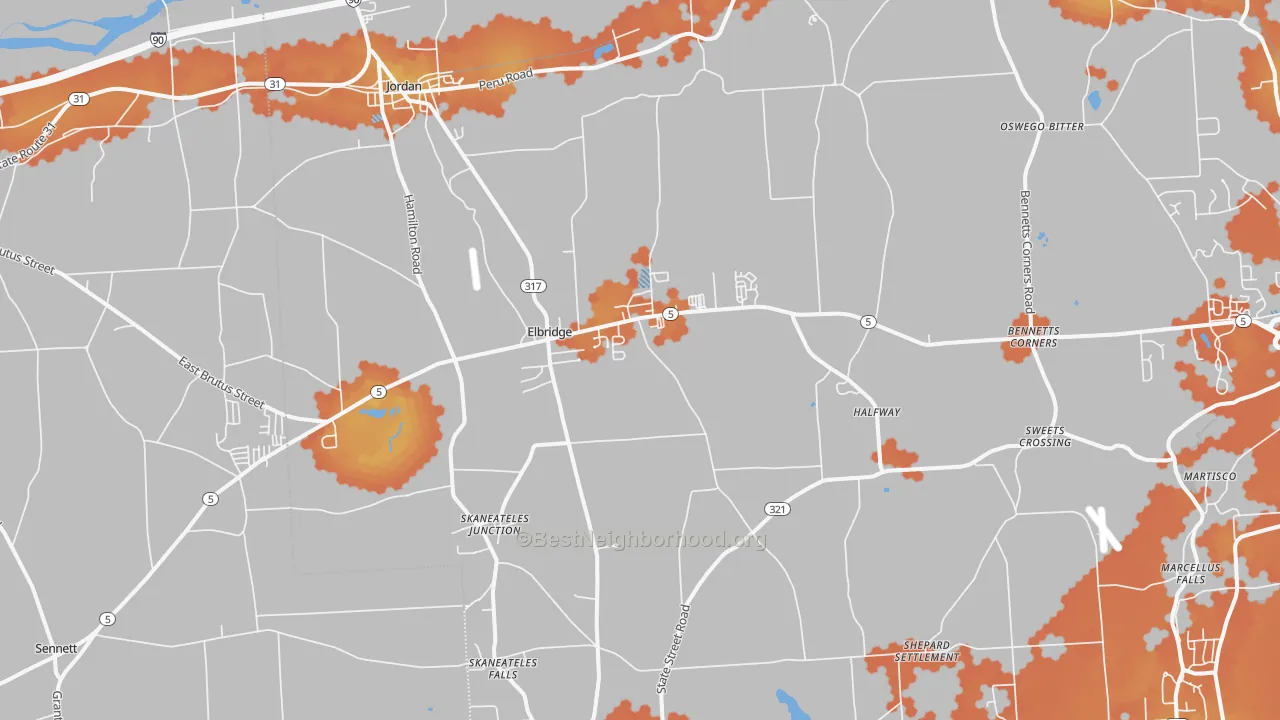Bike Grade map of Elbridge, NY