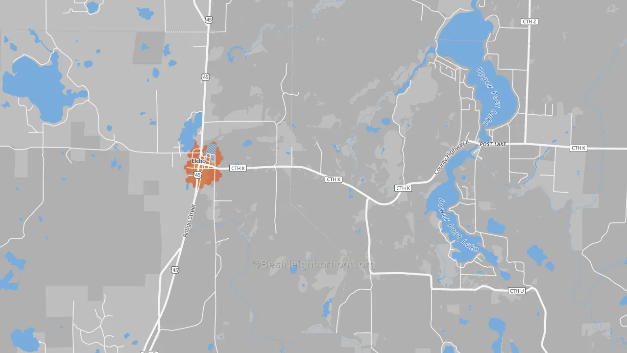 Bike Grade map of Elcho, WI