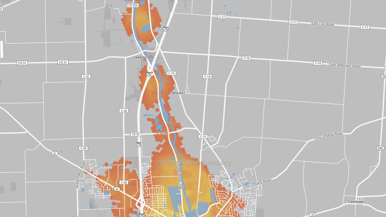 Bike Grade map of Eldean, OH