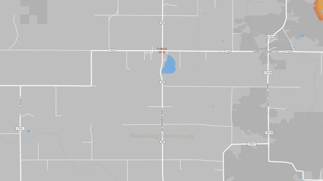 Bike Grade map of Elderon, WI