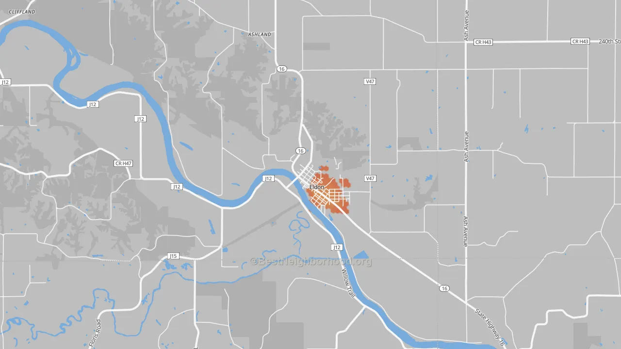 Bike Grade map of Eldon, IA