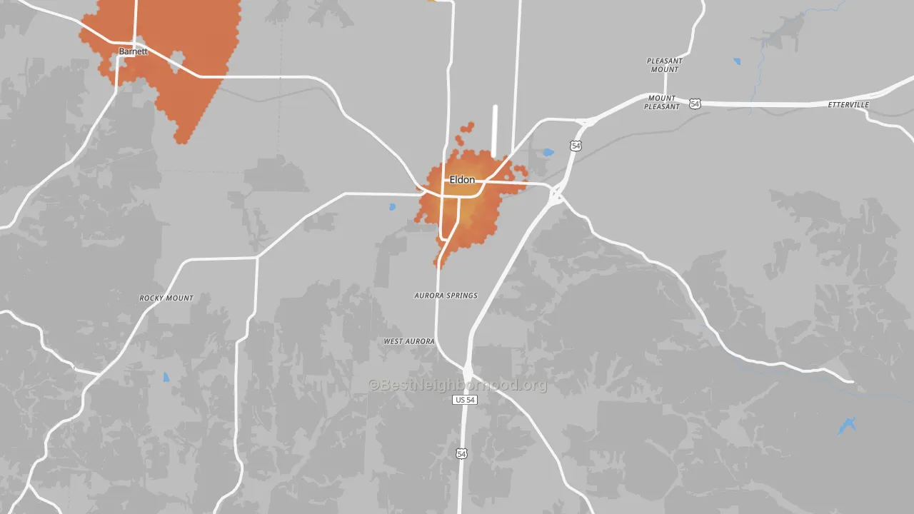 Bike Grade map of Eldon, MO