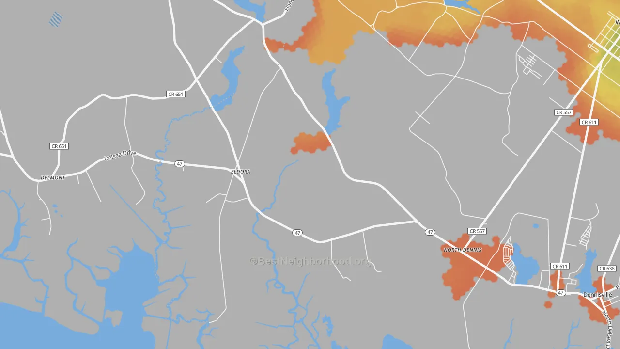 Bike Grade map of Eldora, NJ