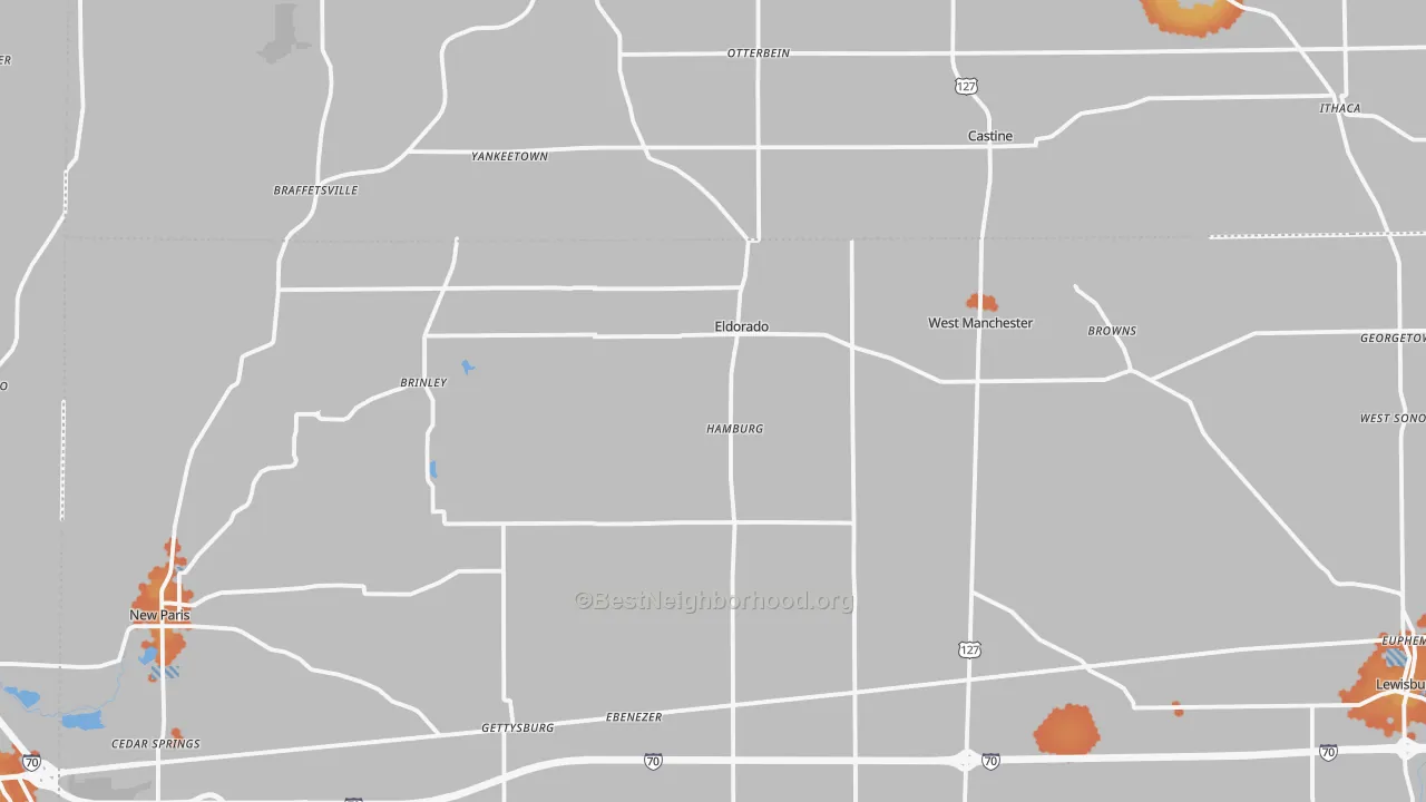 Bike Grade map of Eldorado, OH