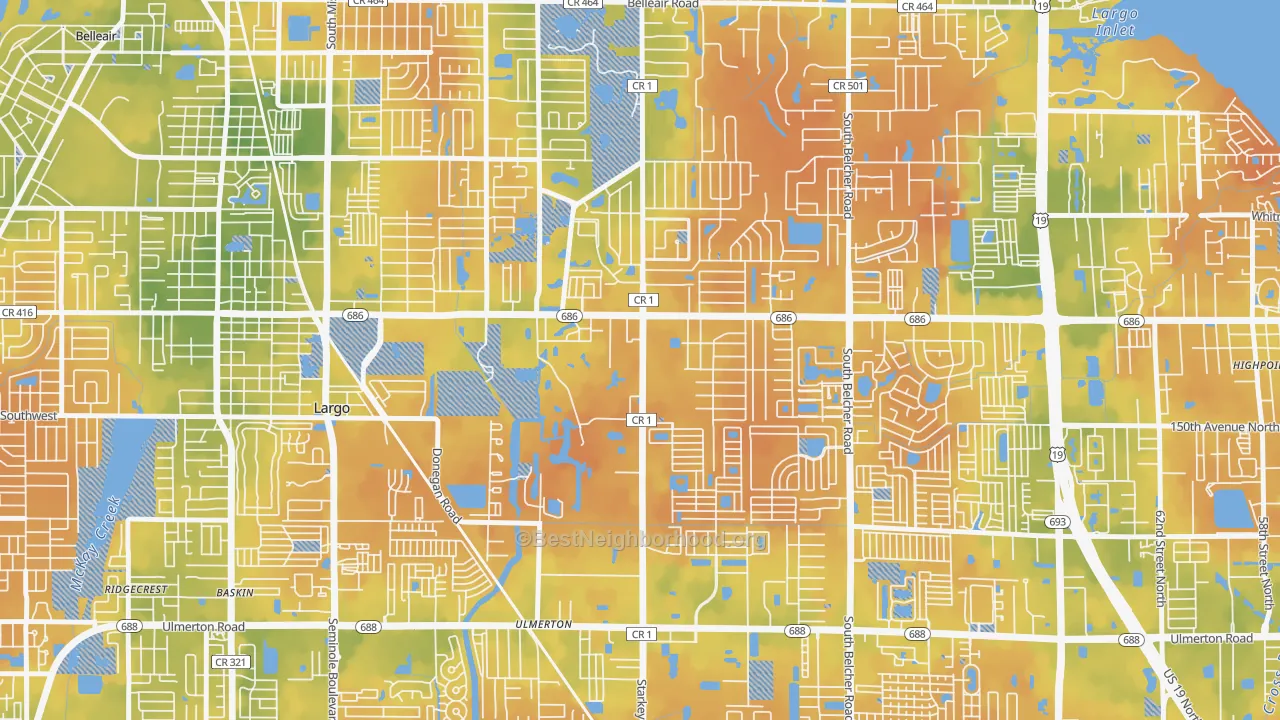 Bike Grade map of Eldorado Village, Largo, FL