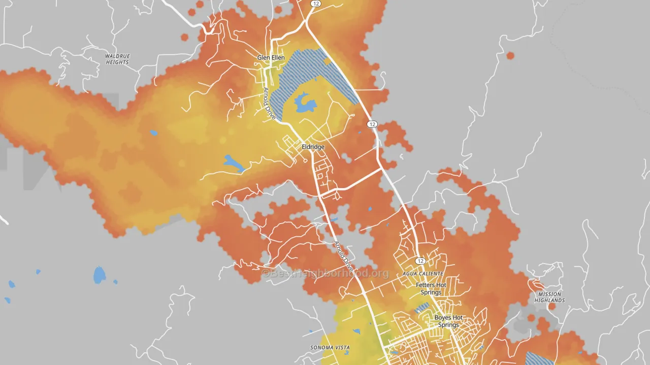 Bike Grade map of Eldridge, CA