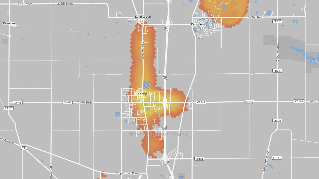 Bike Grade map of Eldridge, IA
