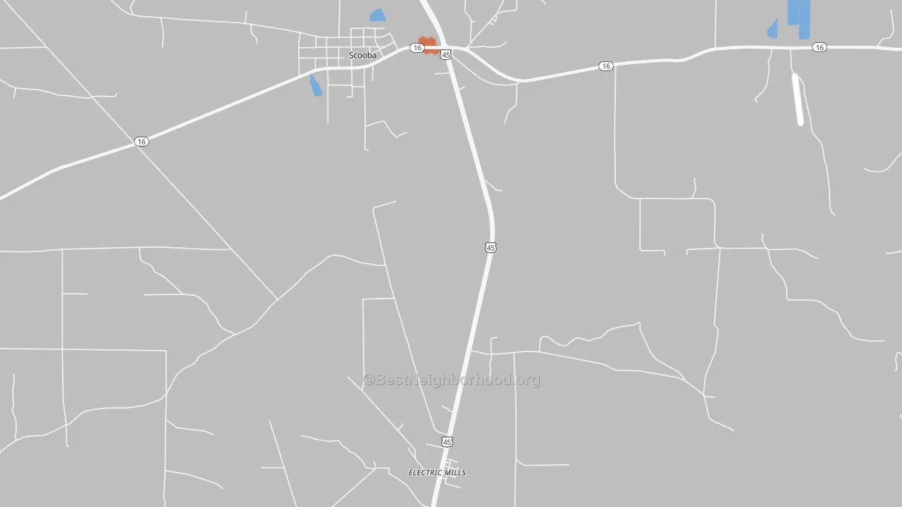 Bike Grade map of Electric Mills, MS