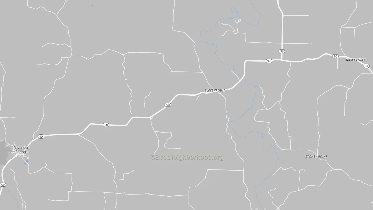 Bike Grade map of Elevenpoint, AR
