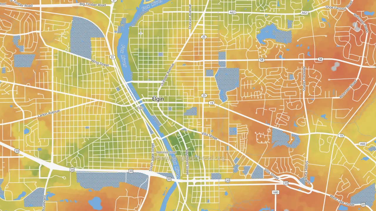 Bike Grade map of Elgin Historic District, Elgin, IL