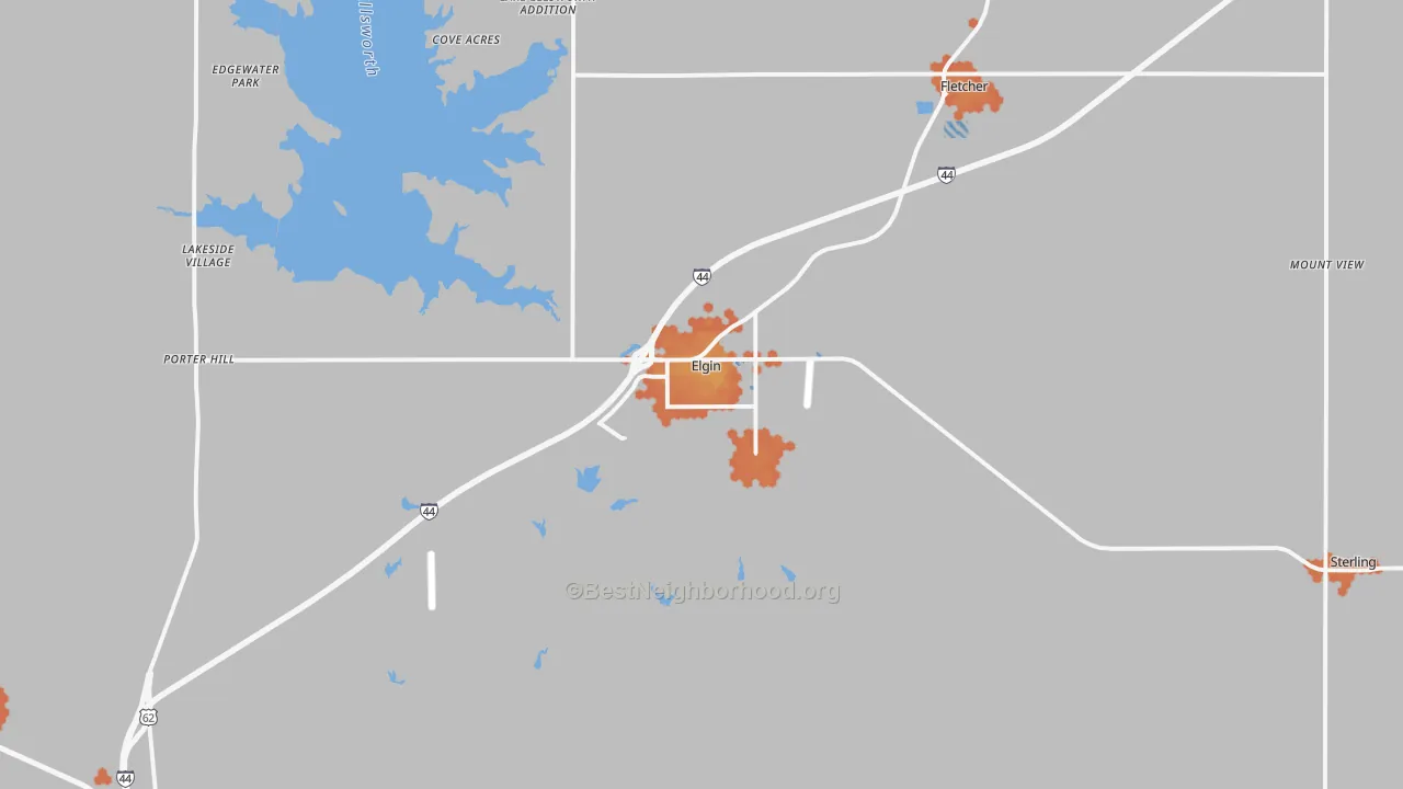 Bike Grade map of Elgin, OK