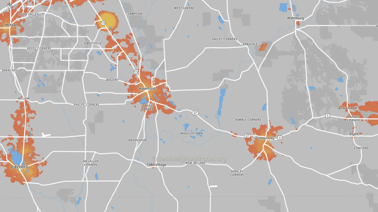 Bike Grade map of Elgin, PA