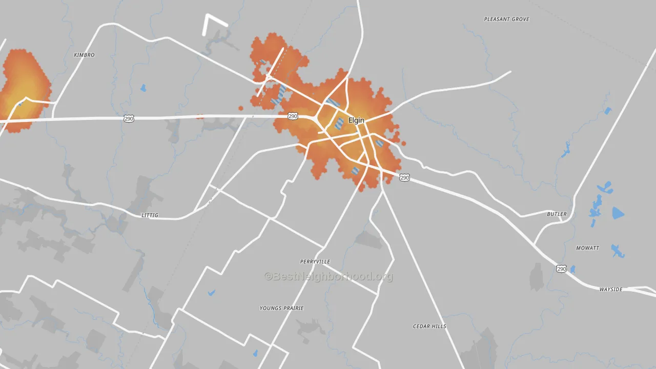 Bike Grade map of Elgin, TX