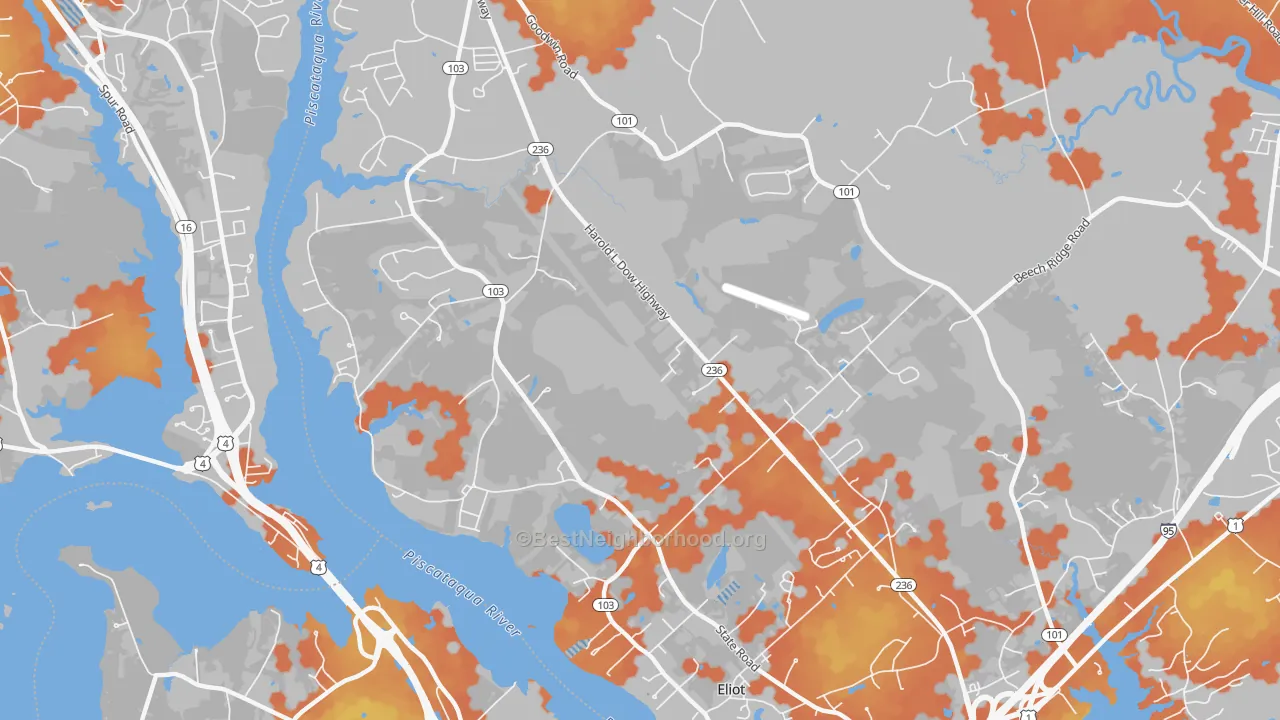 Bike Grade map of Eliot, ME