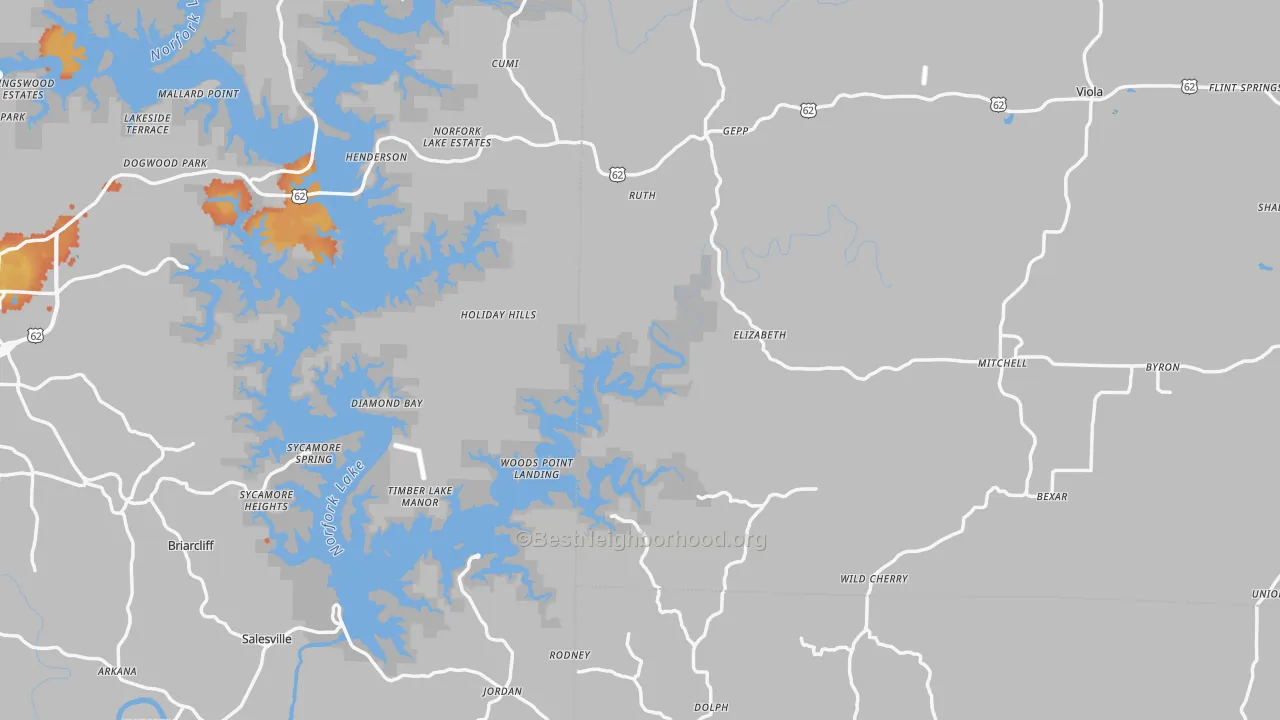 Bike Grade map of Elizabeth, AR