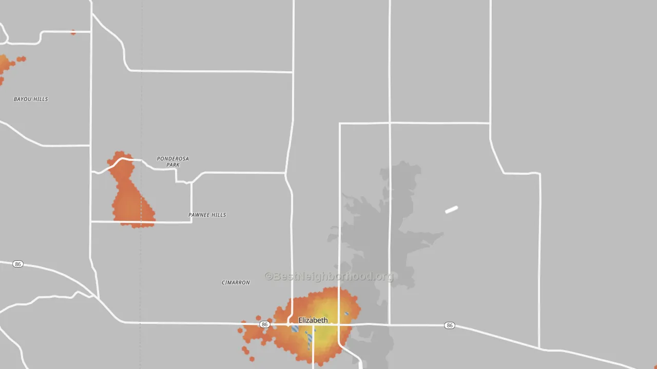 Bike Grade map of Elizabeth, CO