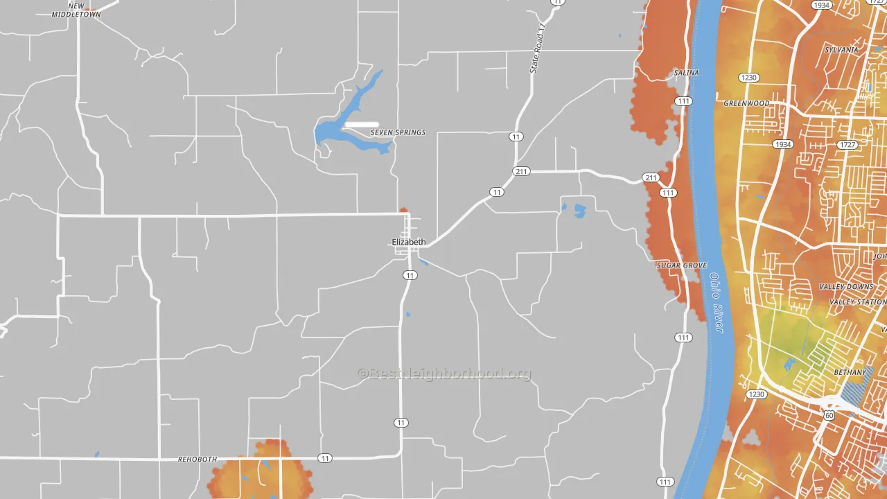 Bike Grade map of Elizabeth, IN