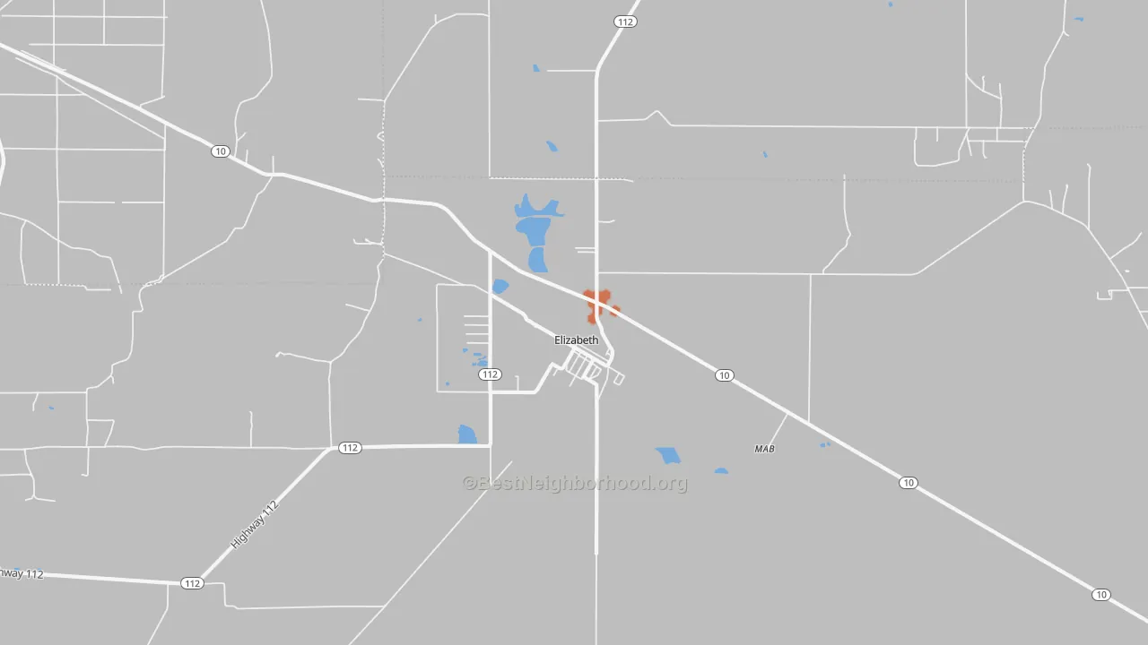 Bike Grade map of Elizabeth, LA