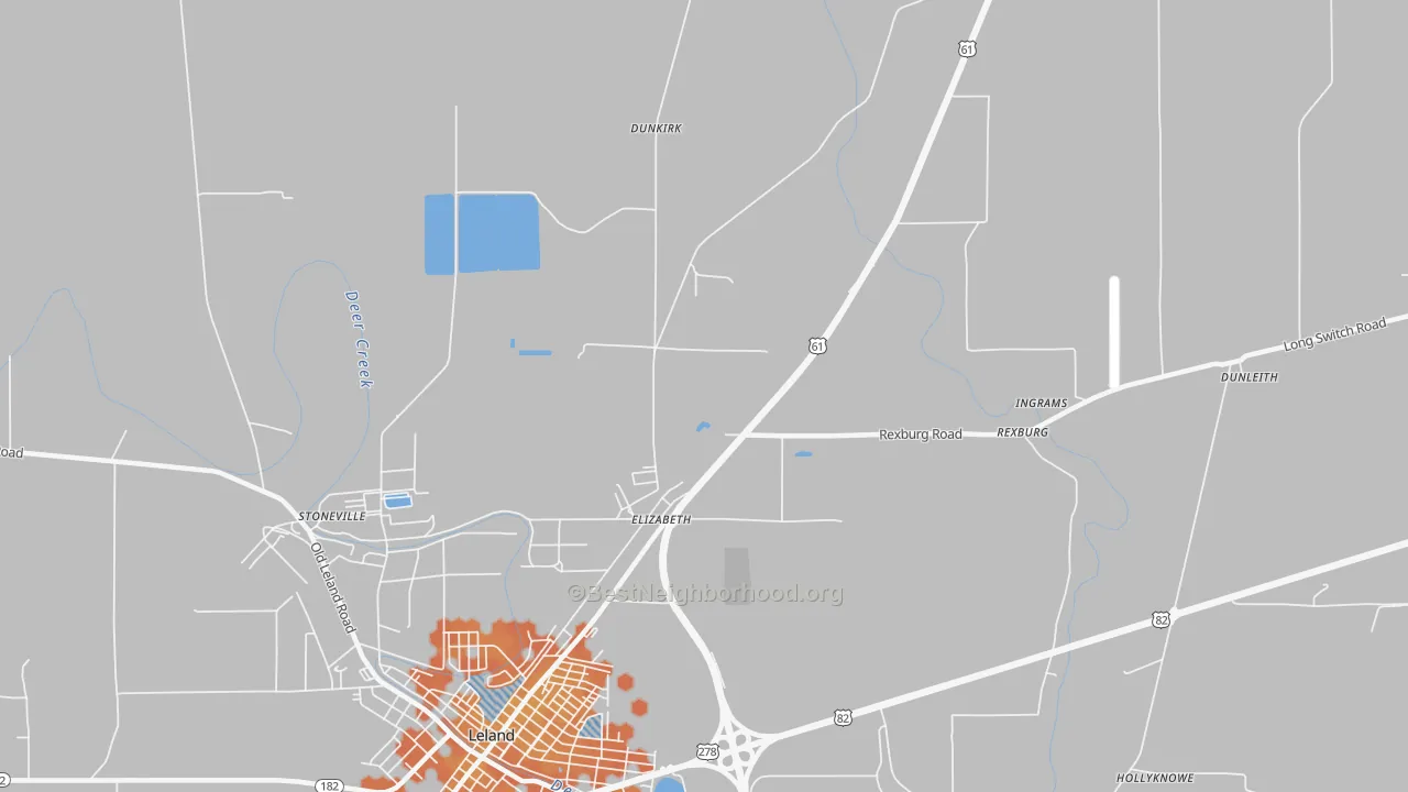 Bike Grade map of Elizabeth, MS