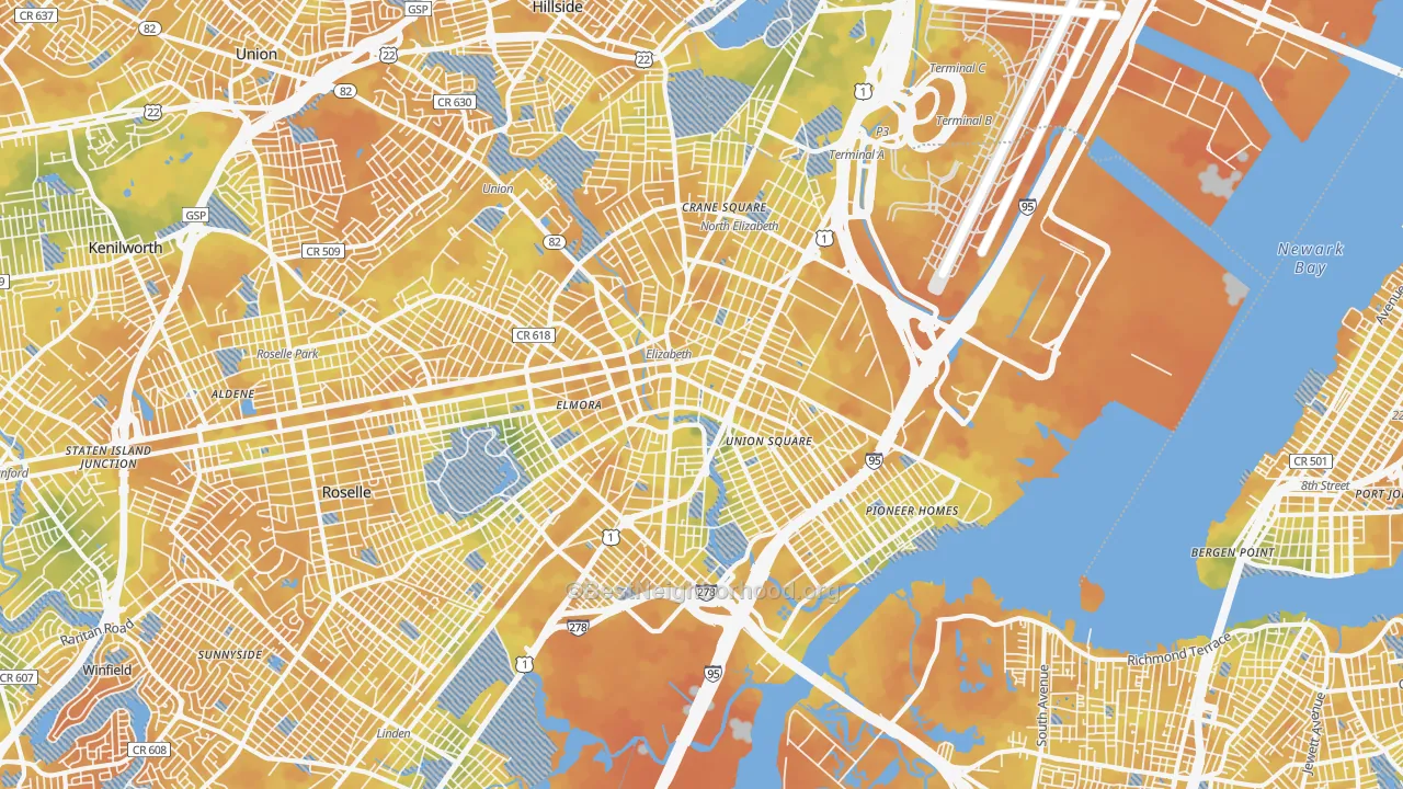 Bike Grade map of Elizabeth, NJ