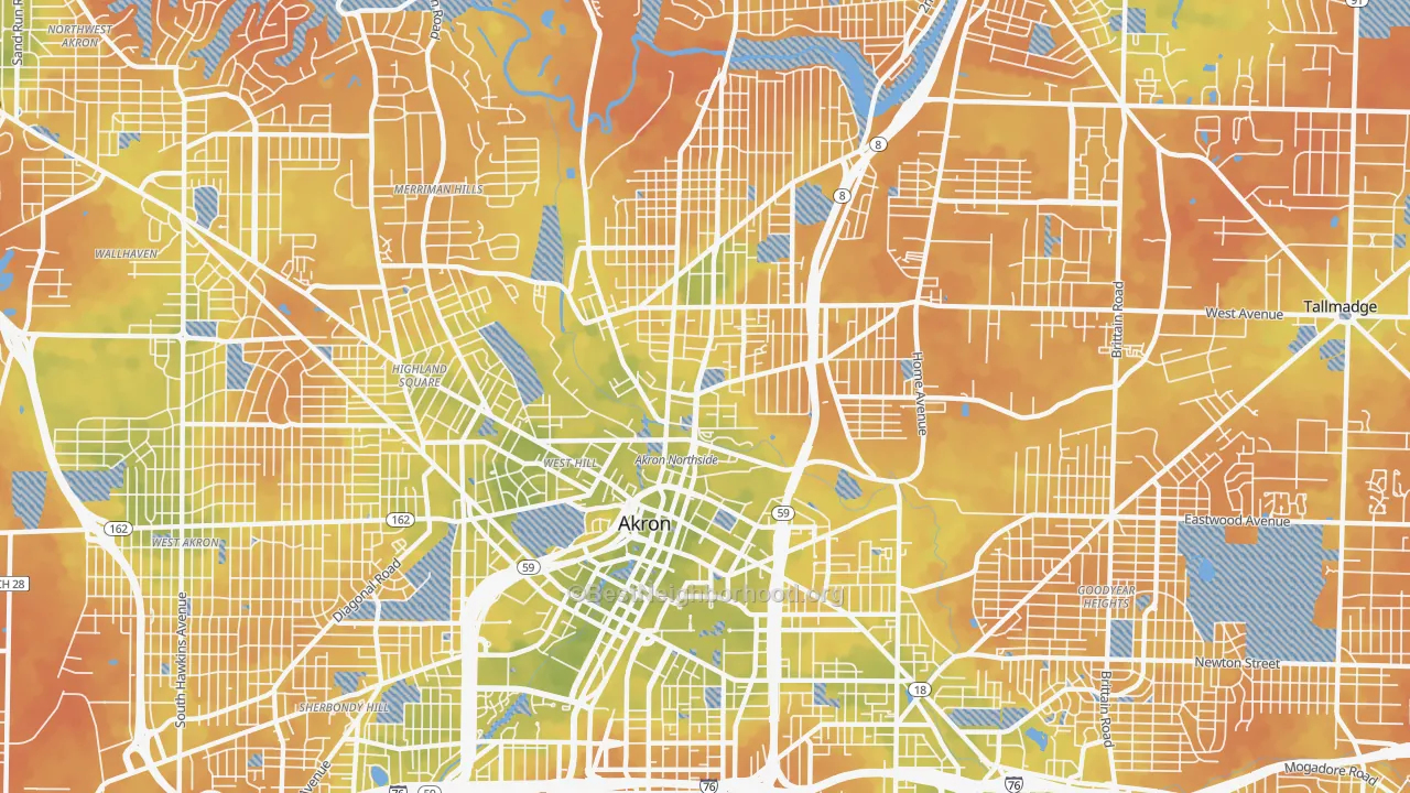 Bike Grade map of Elizabeth Park Valley, Akron, OH