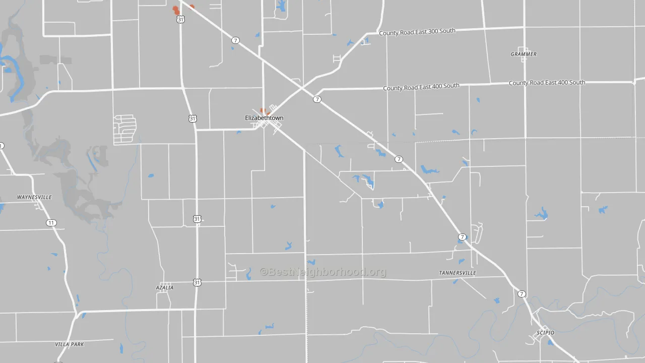 Bike Grade map of Elizabethtown, IN