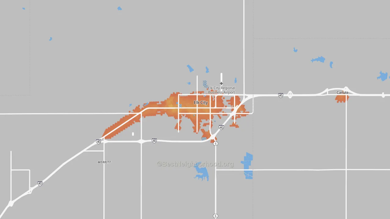 Bike Grade map of Elk City, OK