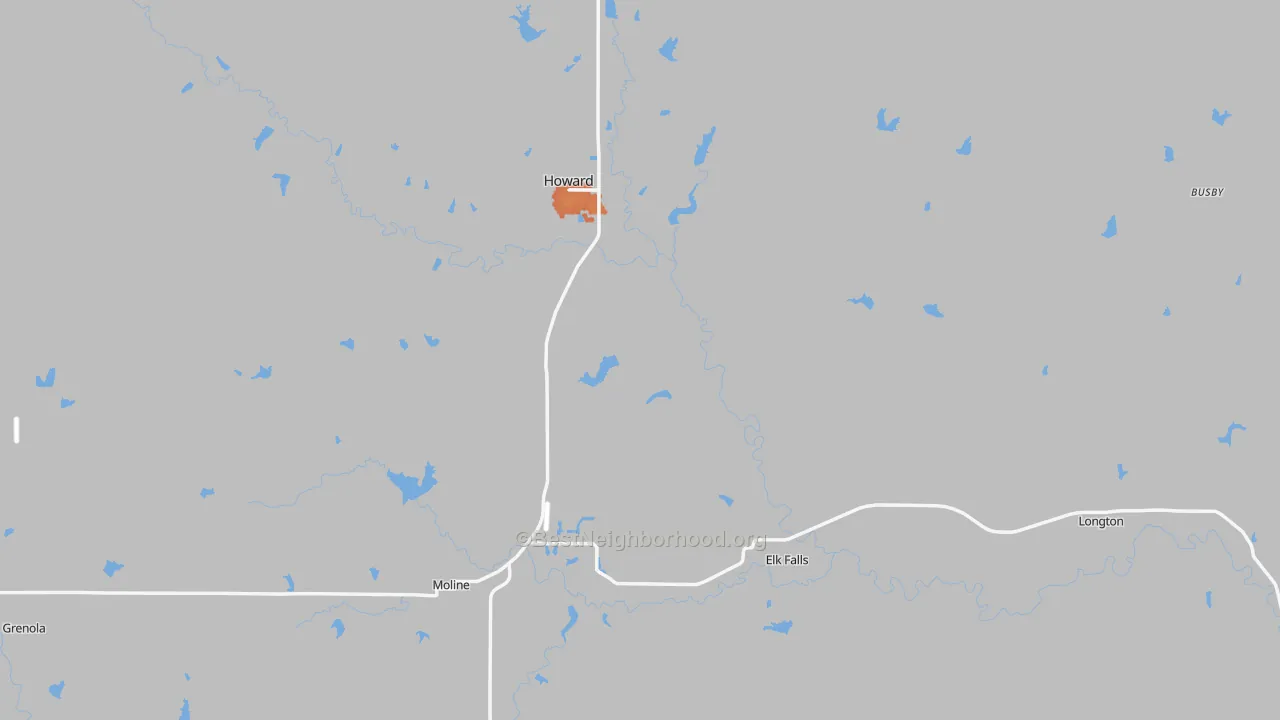 Bike Grade map of Elk County, KS