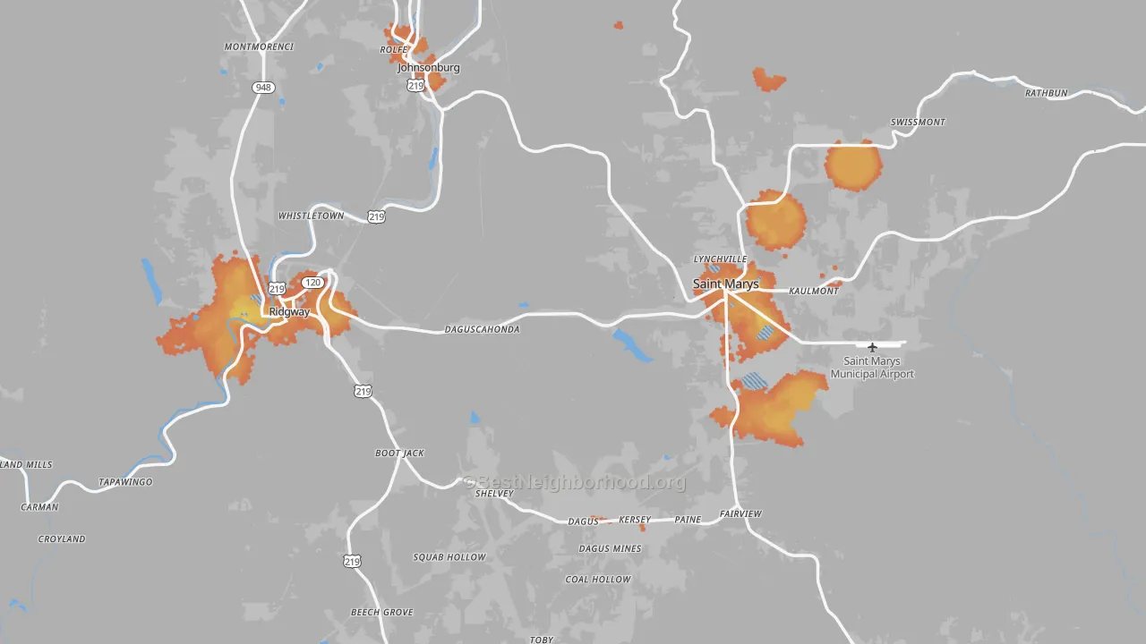 Bike Grade map of Elk County, PA