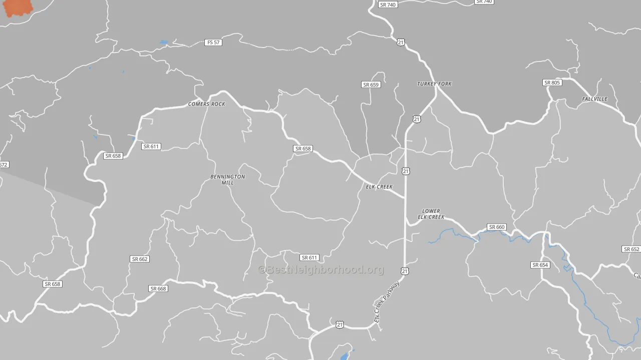 Bike Grade map of Elk Creek, VA
