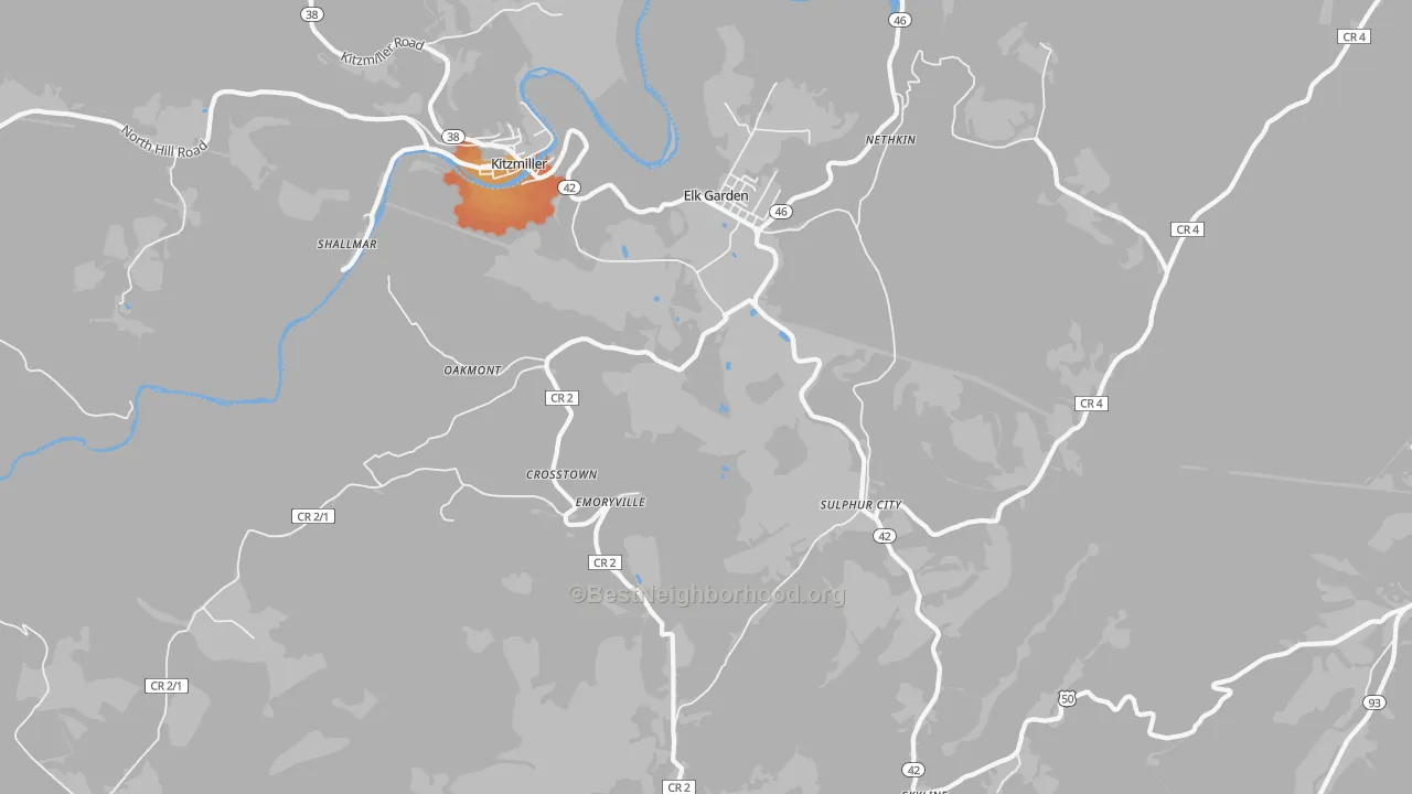 Bike Grade map of Elk Garden, WV