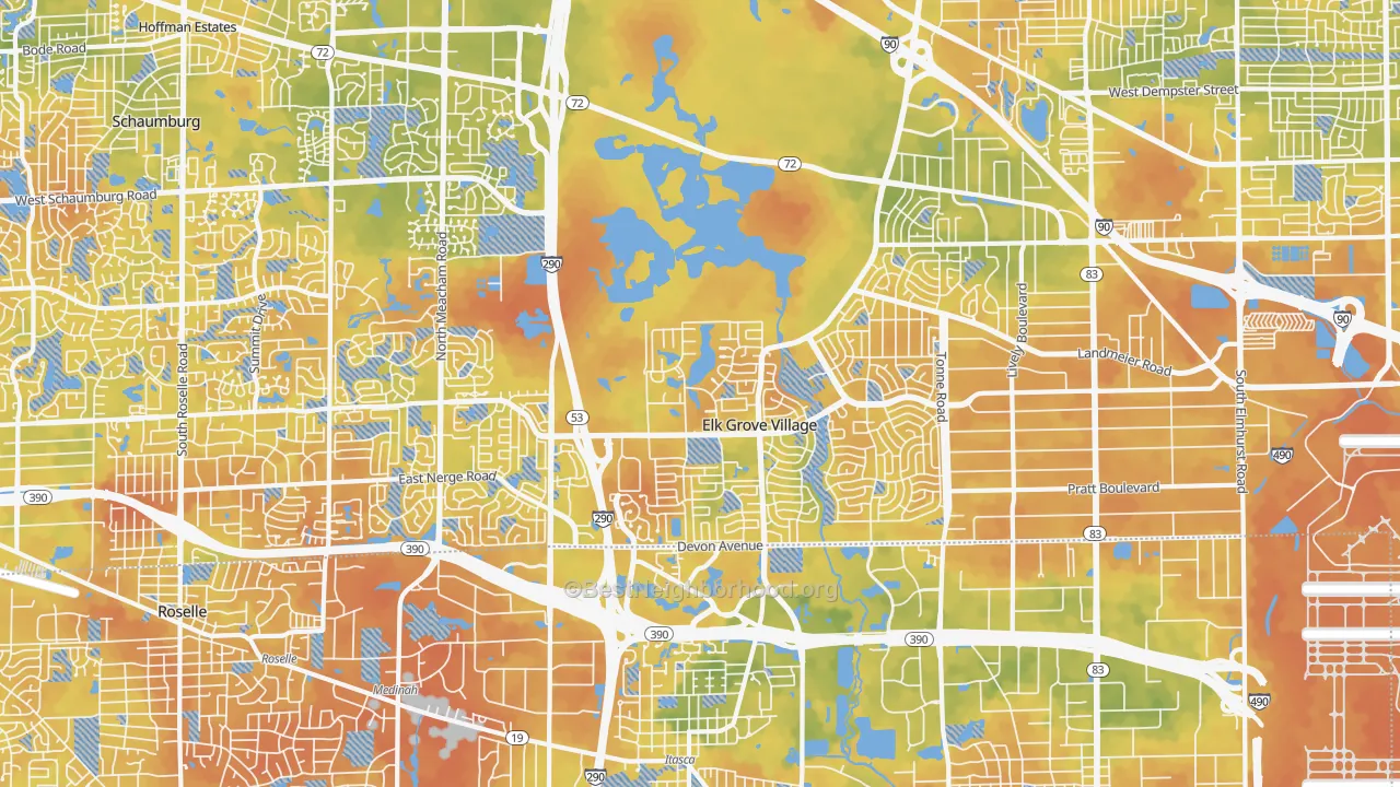 Bike Grade map of Elk Grove Village, IL