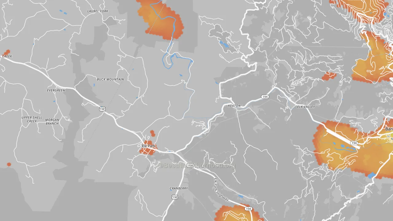 Bike Grade map of Elk Park, NC