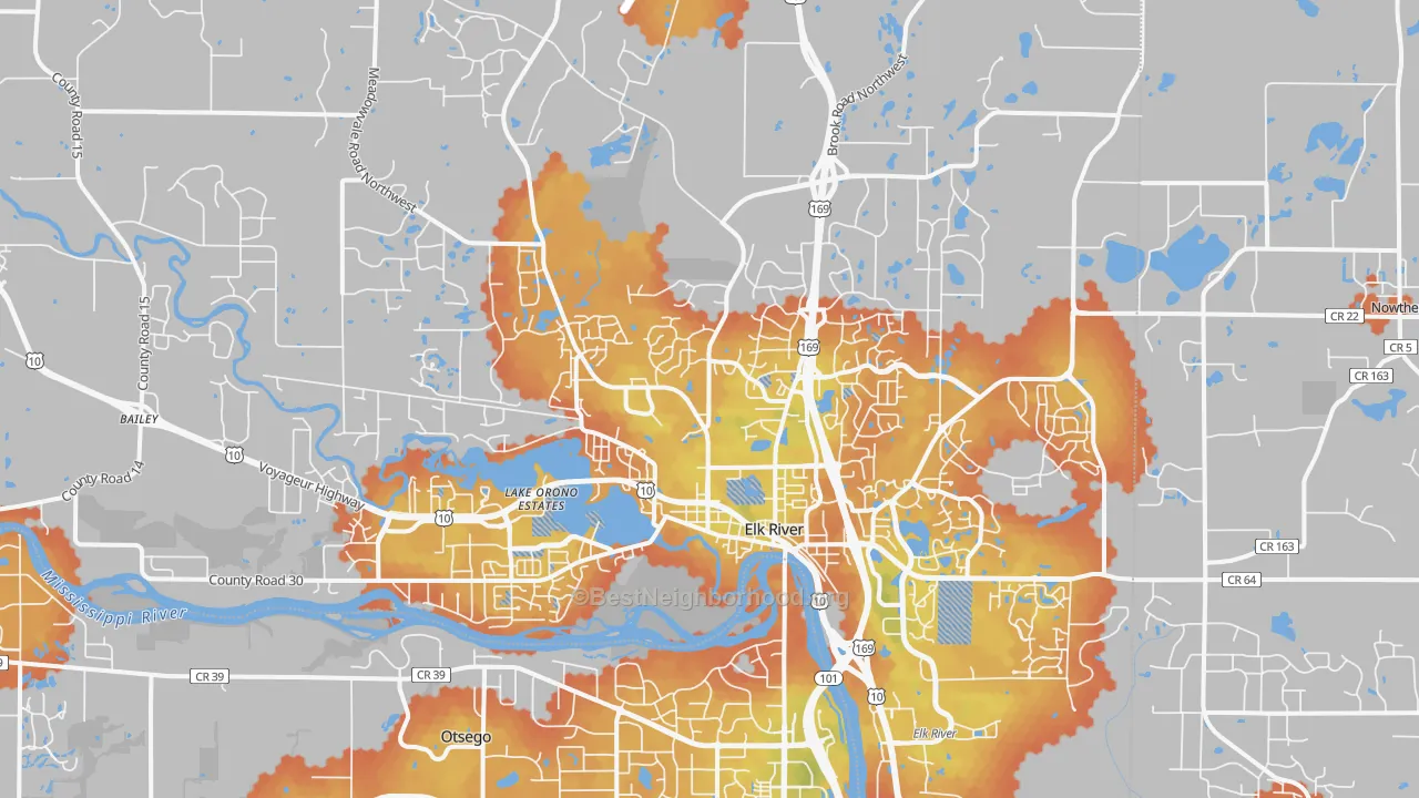 Bike Grade map of Elk River, MN