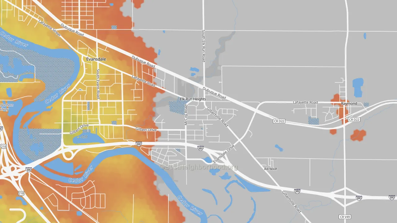 Bike Grade map of Elk Run Heights, IA