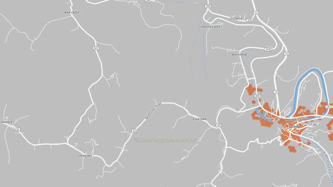 Bike Grade map of Elkatawa, KY