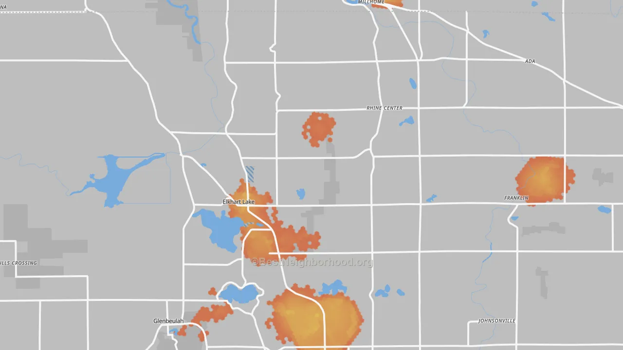Bike Grade map of Elkhart Lake, WI