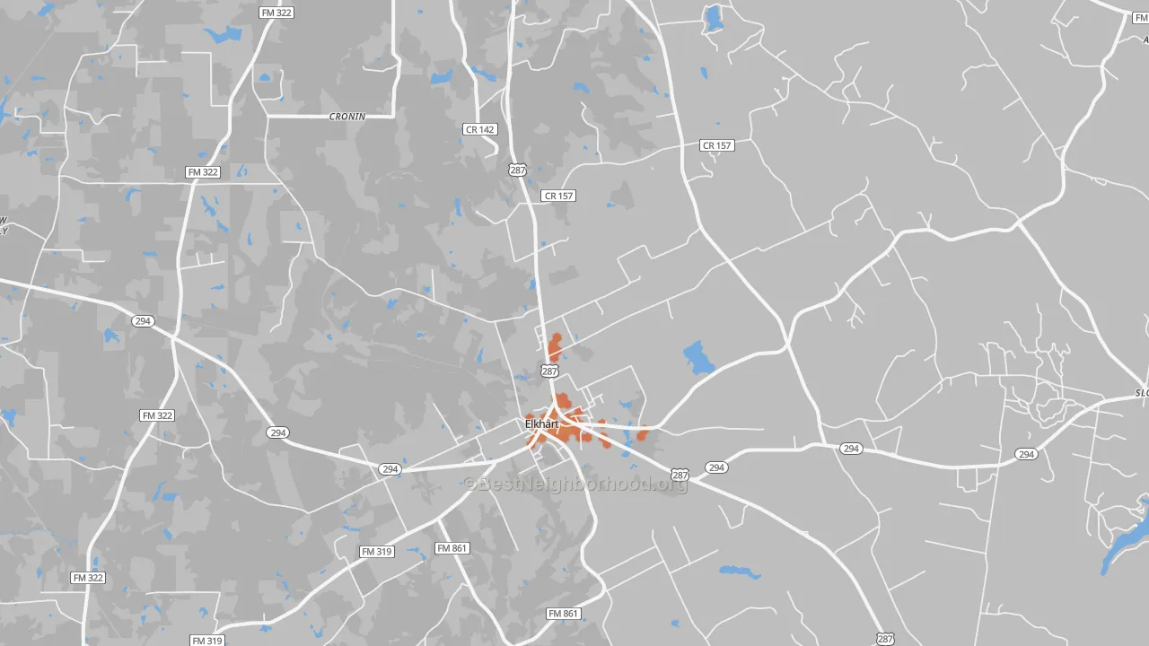 Bike Grade map of Elkhart, TX