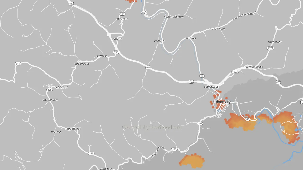 Bike Grade map of Elkhorn City, KY