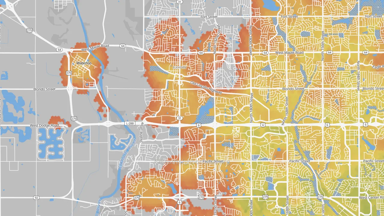 Bike Grade map of Elkhorn, NE