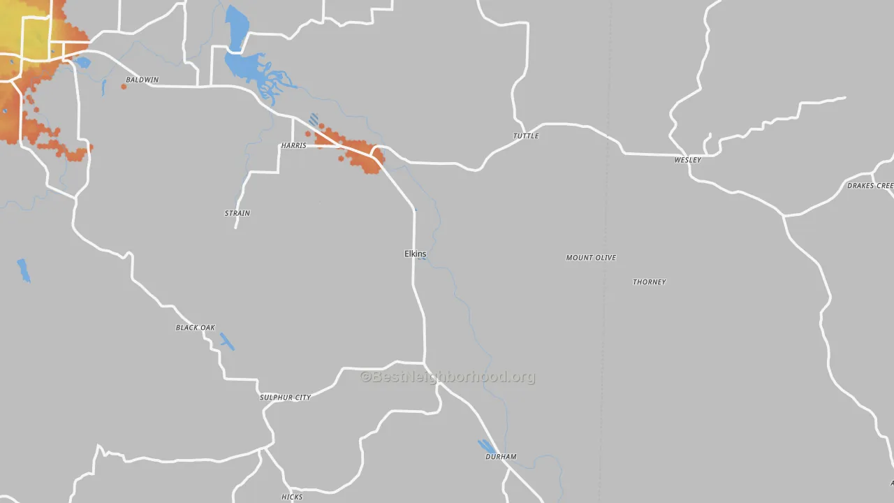 Bike Grade map of Elkins, AR