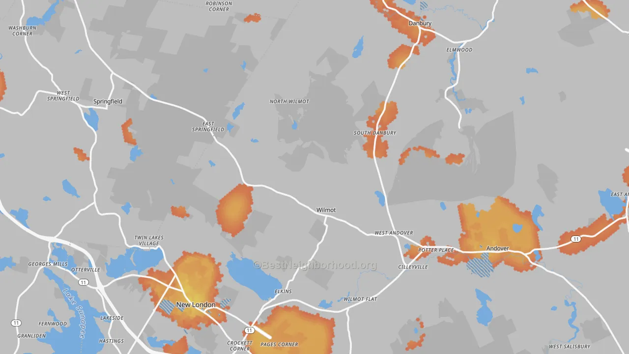 Bike Grade map of Elkins, NH